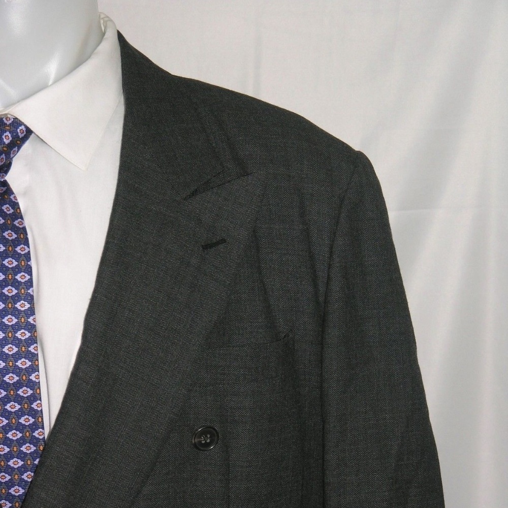 Mariano Rubinacci Gray Wave Vintage Double Breasted Sport Coat 46R
